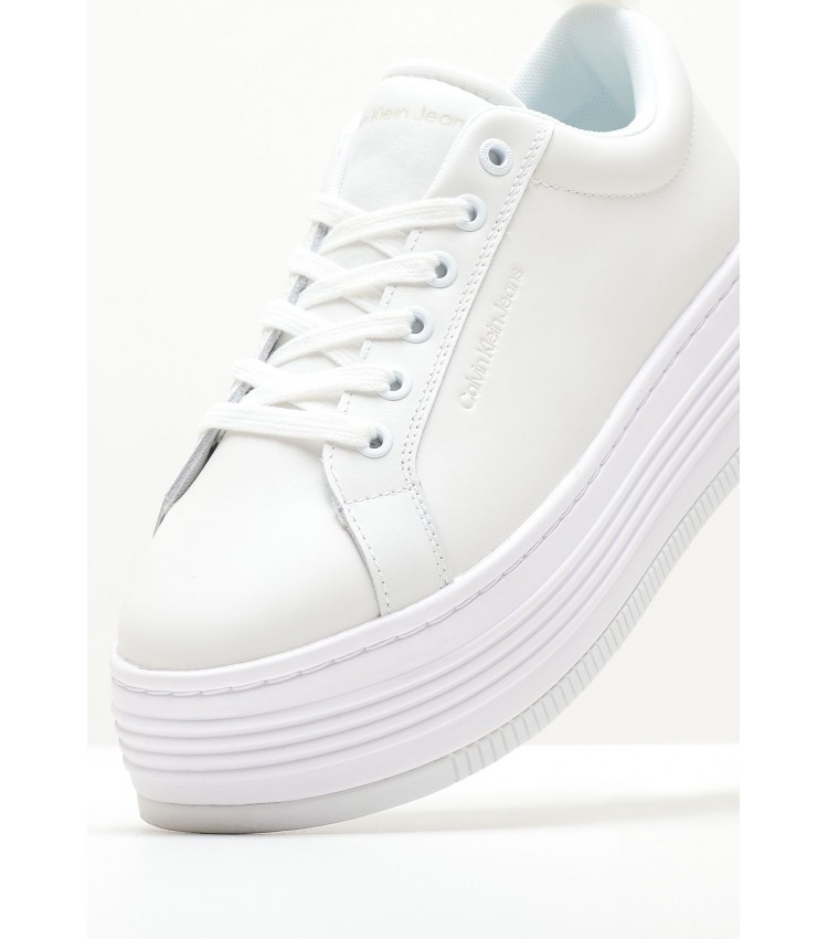 Women Casual Shoes Bold.Lowlace White Leather Calvin Klein