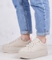 Women Casual Shoes Bold.Lowlace Beige Leather Calvin Klein