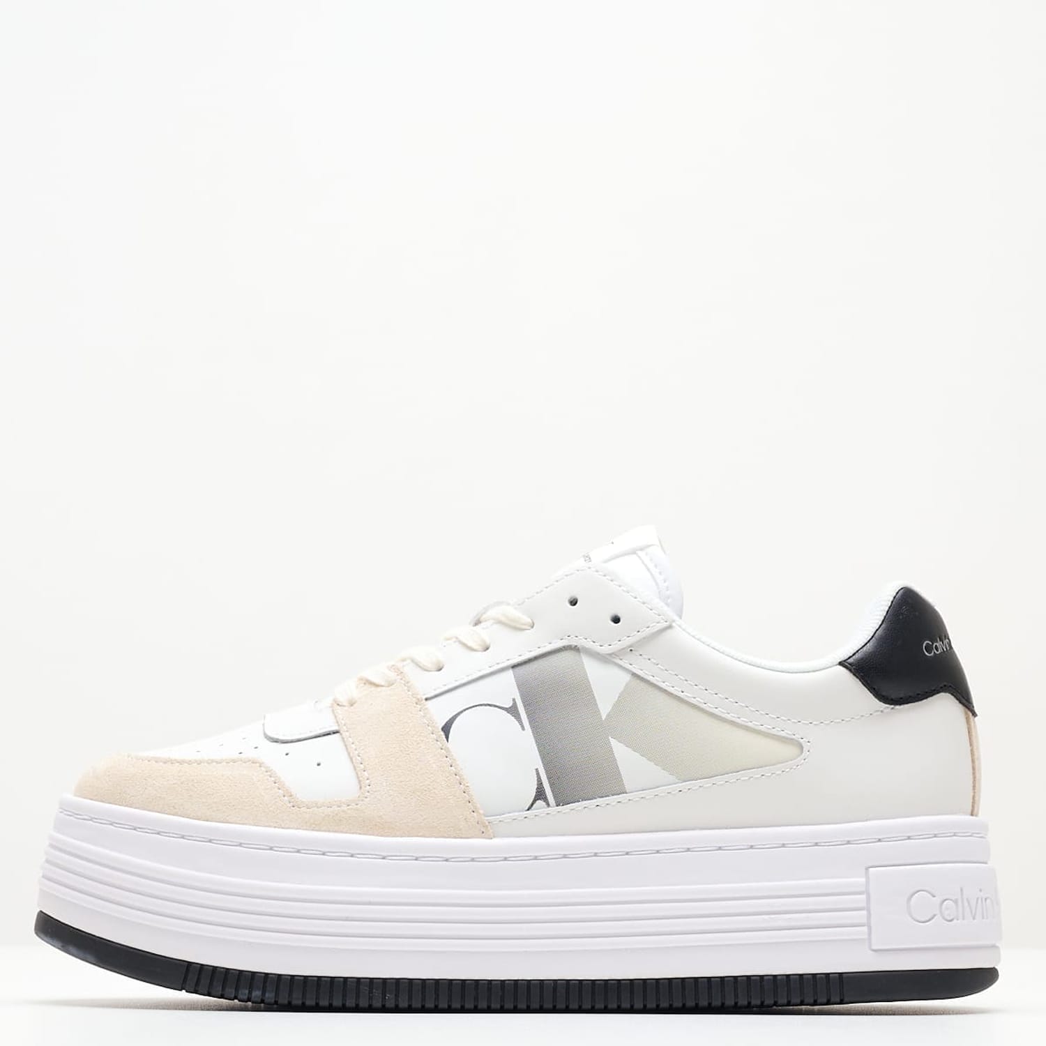 Women Casual Shoes Bold.Mix White Leather Calvin Klein