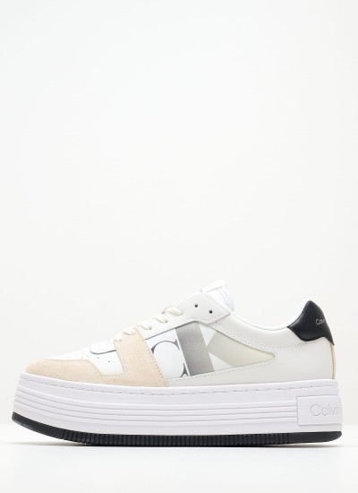 Women Casual Shoes Bold.Mix White Leather Calvin Klein