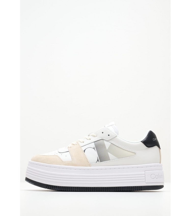 Women Casual Shoes Bold.Mix White Leather Calvin Klein