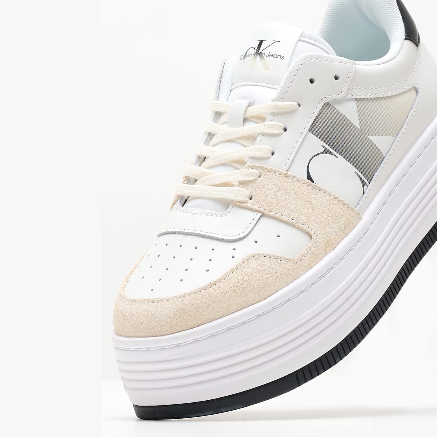 Women Casual Shoes Bold.Mix White Leather Calvin Klein