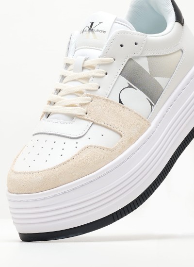 Women Casual Shoes Bold.Mix White Leather Calvin Klein