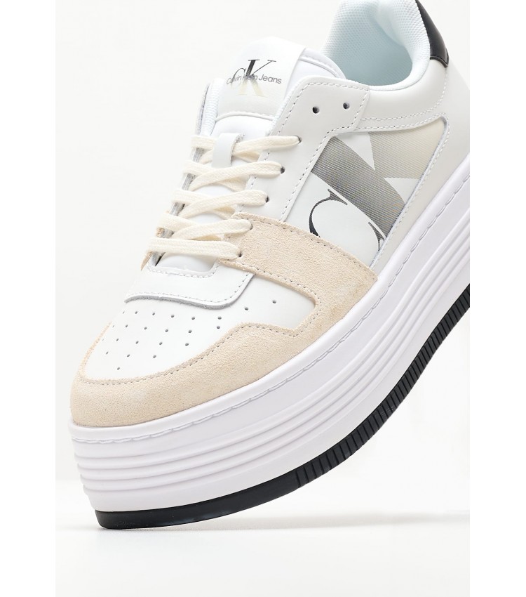 Women Casual Shoes Bold.Mix White Leather Calvin Klein