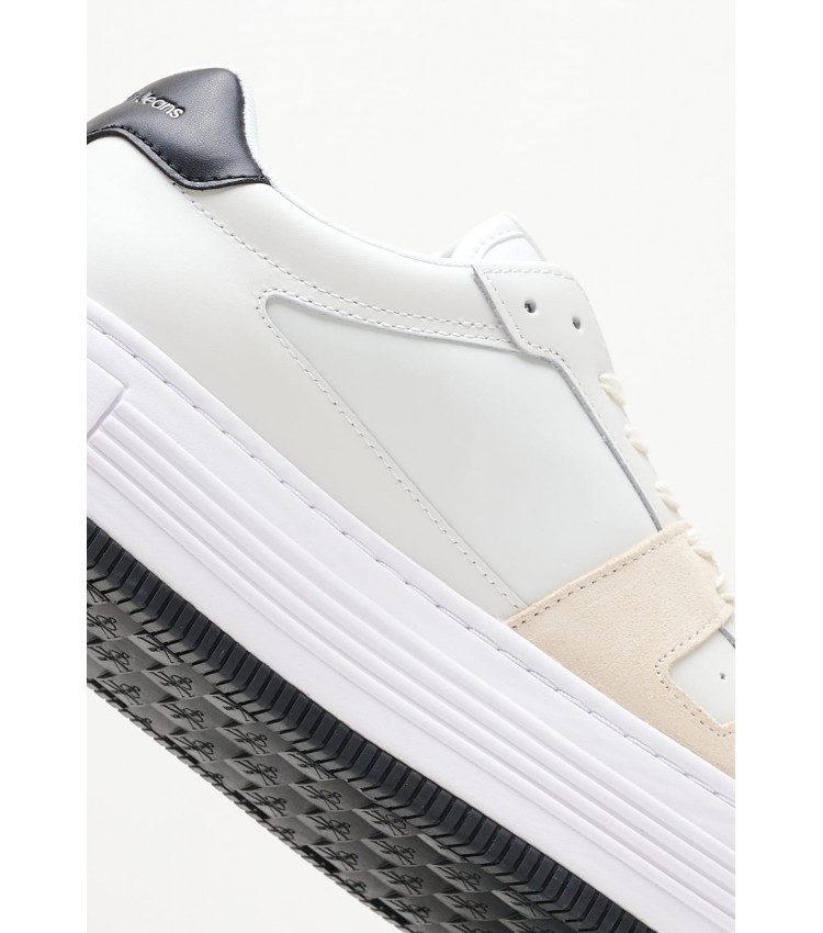 Women Casual Shoes Bold.Mix White Leather Calvin Klein