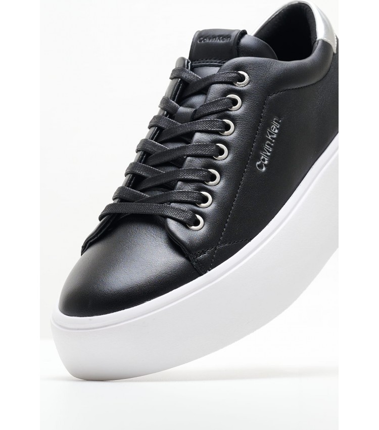 Women Casual Shoes Bubble.Cupsole Black Leather Calvin Klein