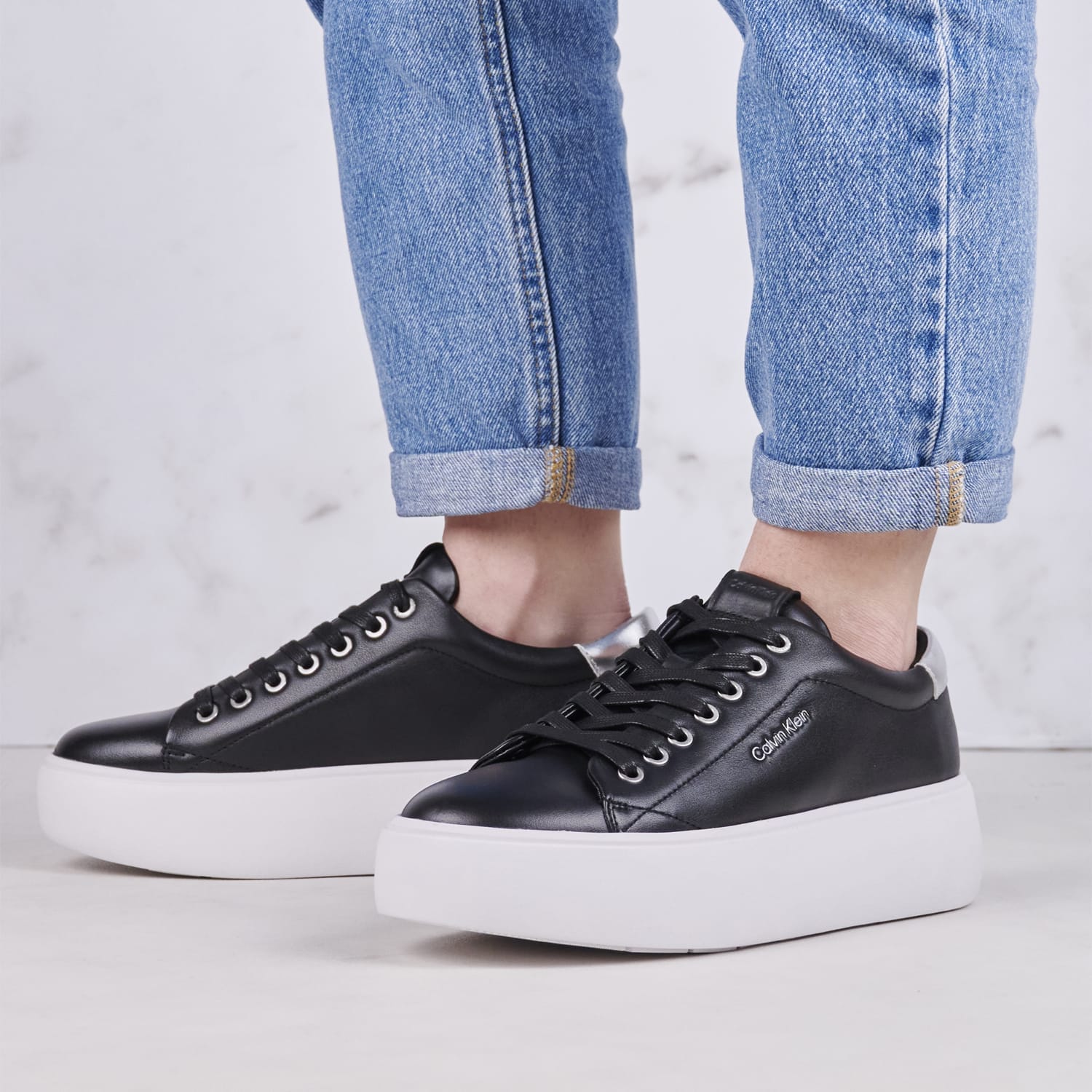 Γυναικεία Παπούτσια Casual Bubble.Cupsole Μαύρο Δέρμα Calvin Klein Casual - Sneakers Calvin Klein Bubble.Cupsole-Black