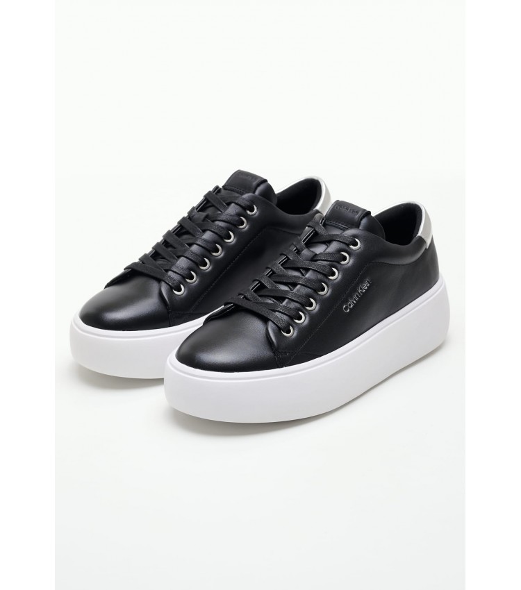 Women Casual Shoes Bubble.Cupsole Black Leather Calvin Klein