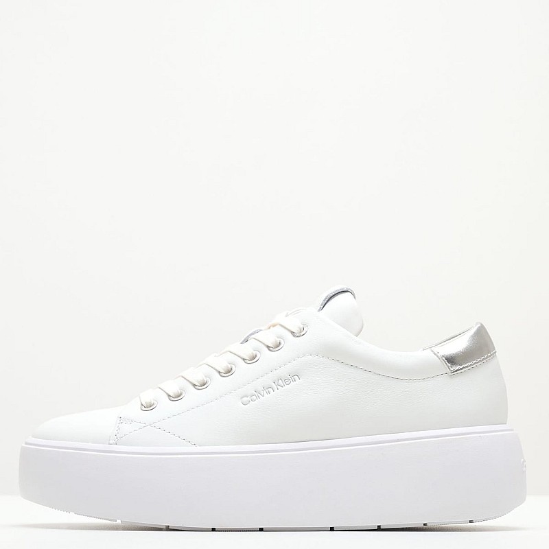Women Casual Shoes Bubble.Cupsole White Leather Calvin Klein