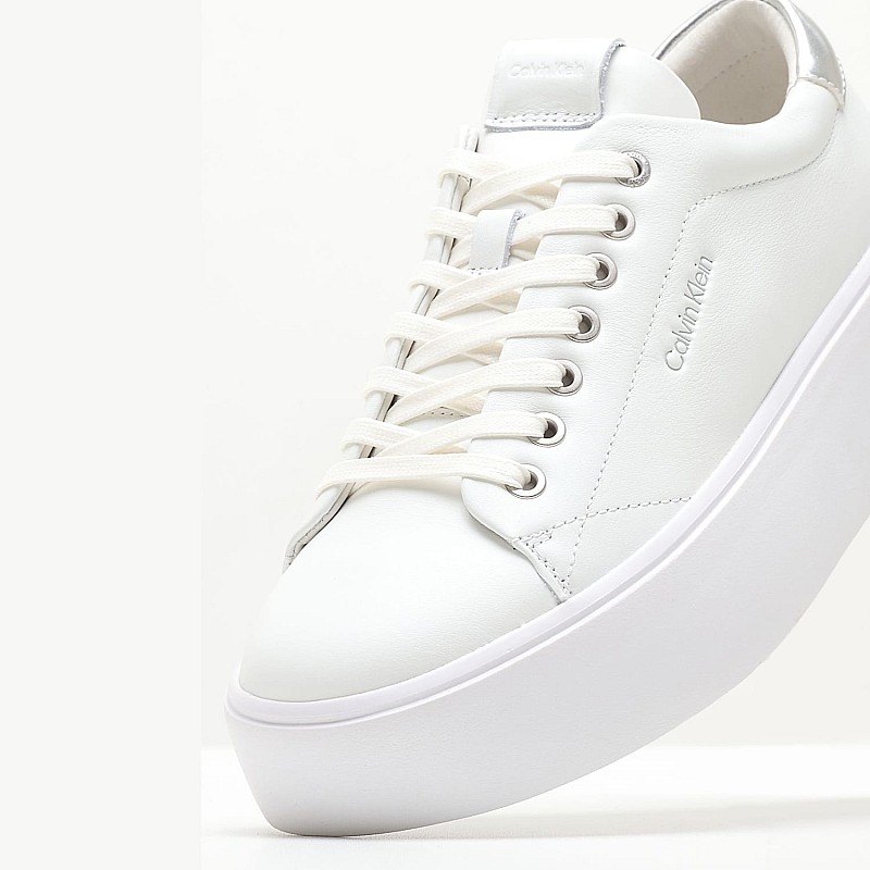 Women Casual Shoes Bubble.Cupsole White Leather Calvin Klein