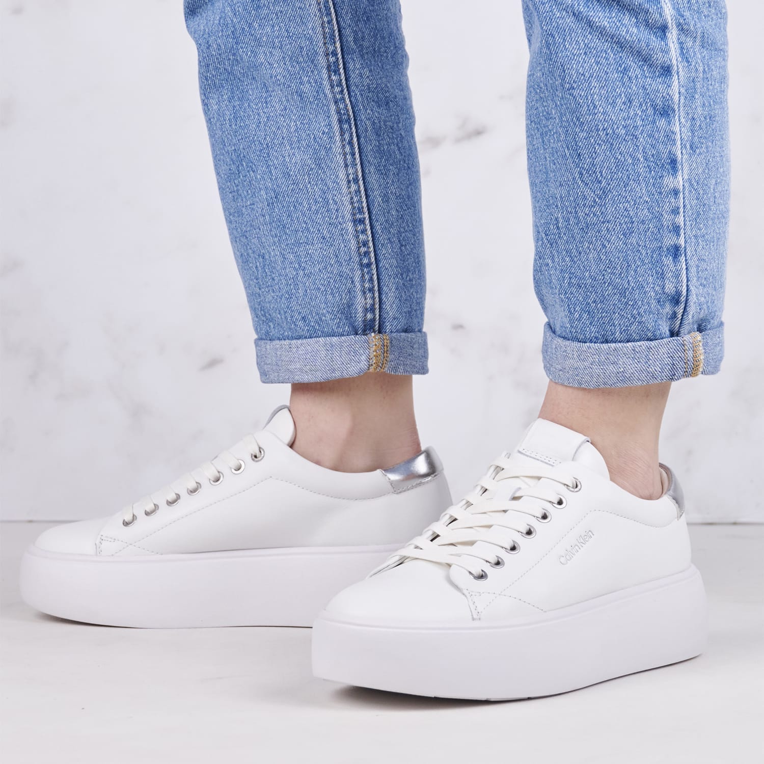 Women Casual Shoes Bubble.Cupsole White Leather Calvin Klein Women Casual Shoes Bubble.Cupsole White Leather Calvin Klein