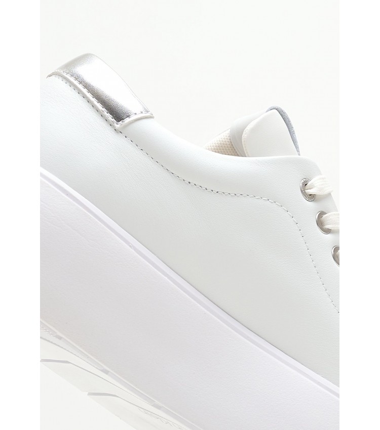 Women Casual Shoes Bubble.Cupsole White Leather Calvin Klein