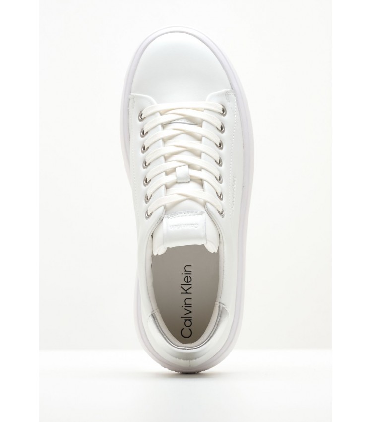 Women Casual Shoes Bubble.Cupsole White Leather Calvin Klein