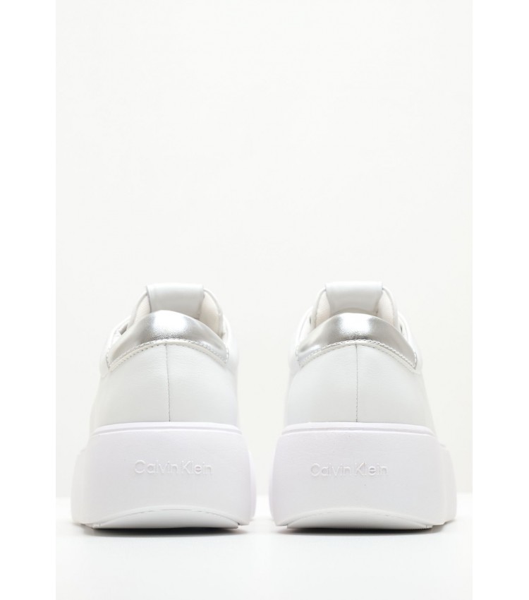 Women Casual Shoes Bubble.Cupsole White Leather Calvin Klein