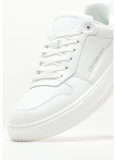 Men Casual Shoes Chunky.Insat White Leather Calvin Klein