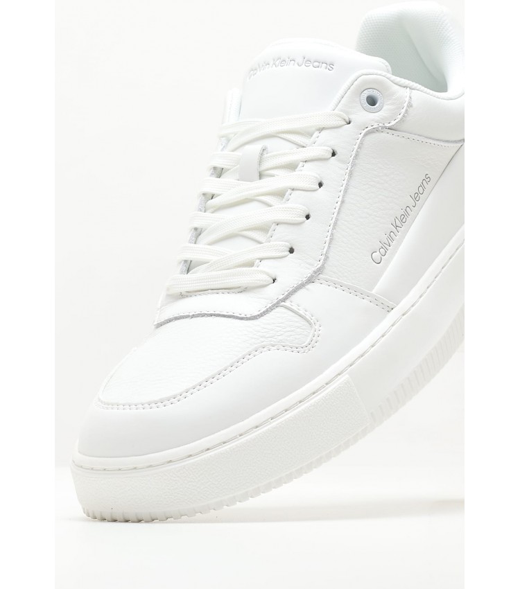 Men Casual Shoes Chunky.Insat White Leather Calvin Klein