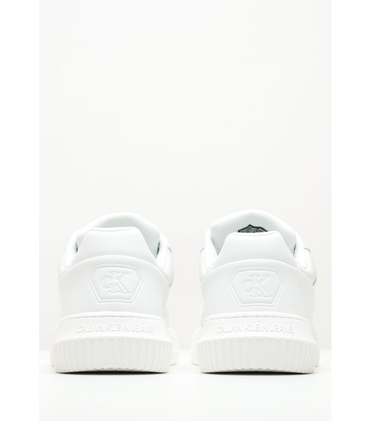 Men Casual Shoes Chunky.Insat White Leather Calvin Klein