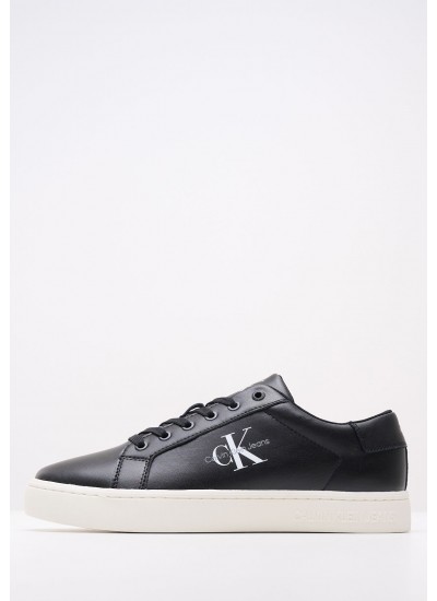 Men Casual Shoes Classic.Cup Black Leather Calvin Klein