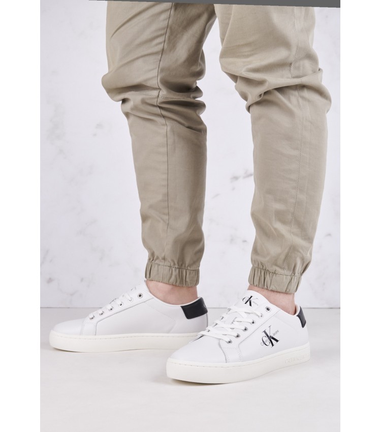 Men Casual Shoes Classic.Cup White ECOleather Calvin Klein