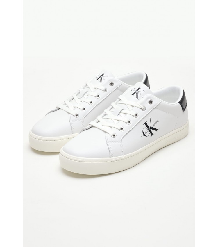 Men Casual Shoes Classic.Cup White ECOleather Calvin Klein