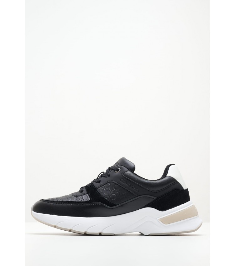 Women Casual Shoes Elevated.Monomix Black Leather Calvin Klein