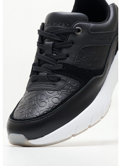 Women Casual Shoes Elevated.Monomix Black Leather Calvin Klein