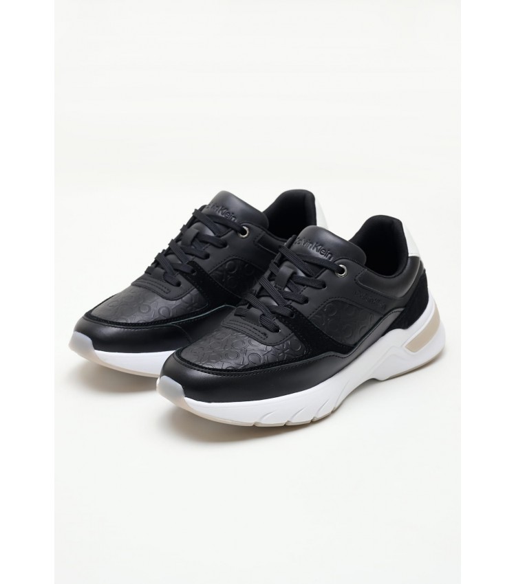 Women Casual Shoes Elevated.Monomix Black Leather Calvin Klein