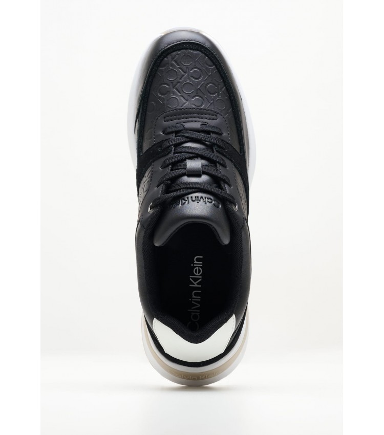 Women Casual Shoes Elevated.Monomix Black Leather Calvin Klein