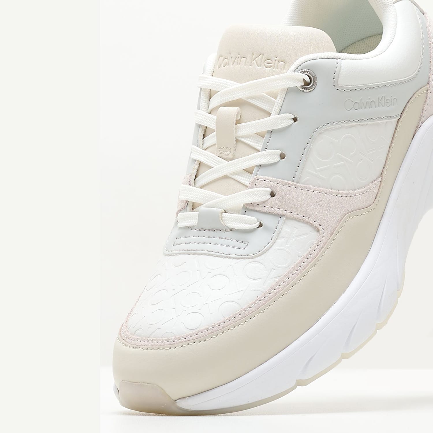 Γυναικεία Παπούτσια Casual Elevated.Monomix Άσπρο Δέρμα Calvin Klein