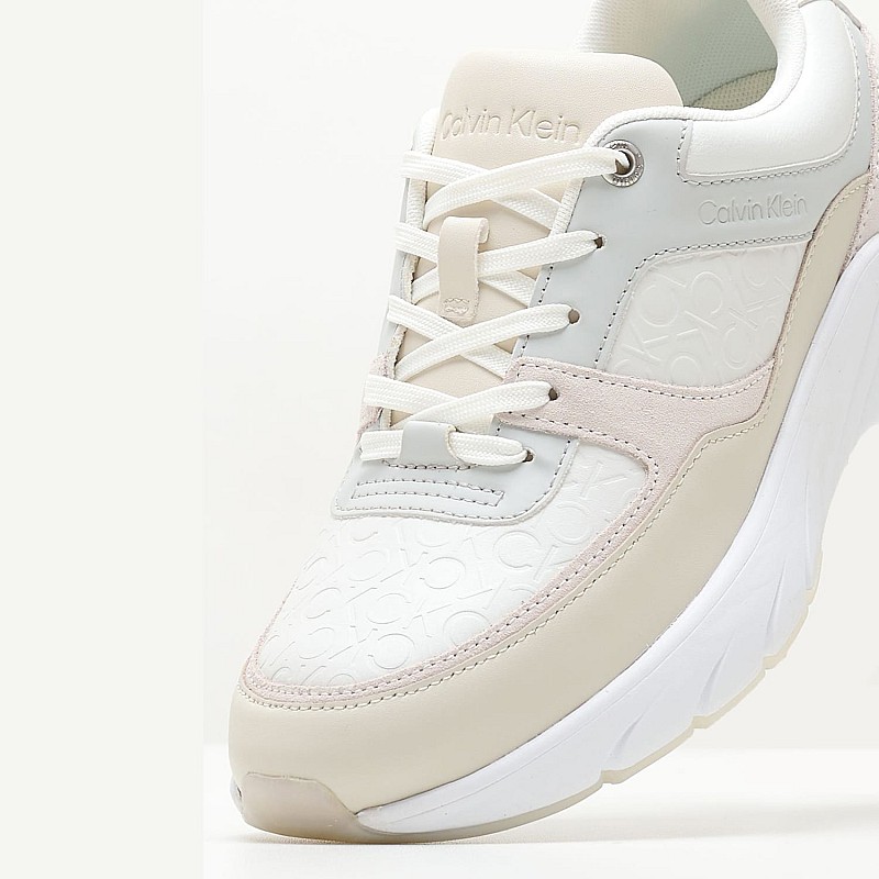 Γυναικεία Παπούτσια Casual Elevated.Monomix Άσπρο Δέρμα Calvin Klein