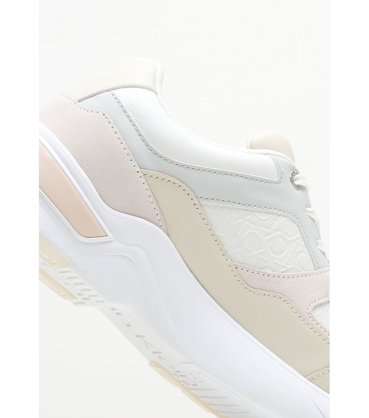 Women Casual Shoes Elevated.Monomix White Leather Calvin Klein