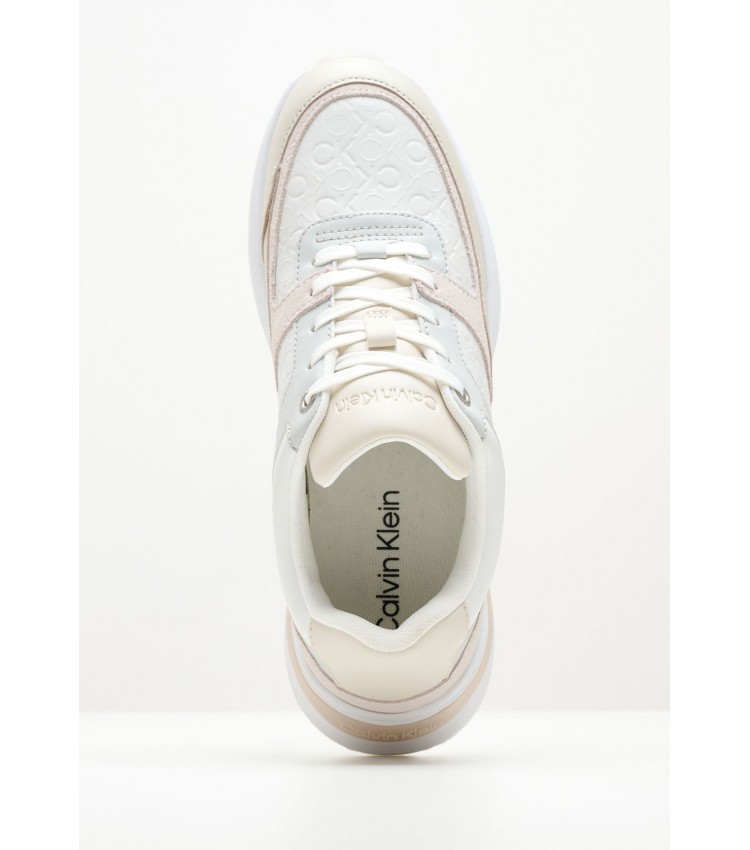 Women Casual Shoes Elevated.Monomix White Leather Calvin Klein