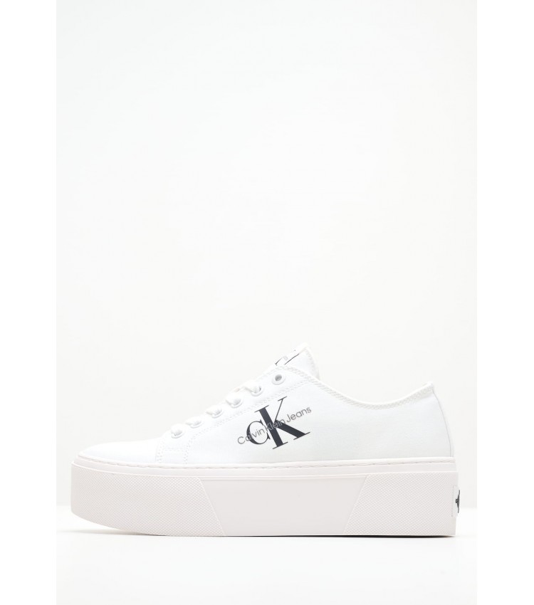 Women Casual Shoes Flatform.Plus White Fabric Calvin Klein