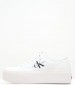 Women Casual Shoes Flatform.Plus White Fabric Calvin Klein