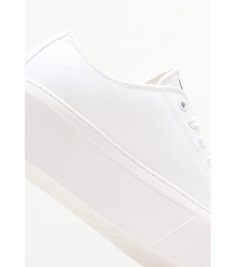 Women Casual Shoes Flatform.Plus White Fabric Calvin Klein