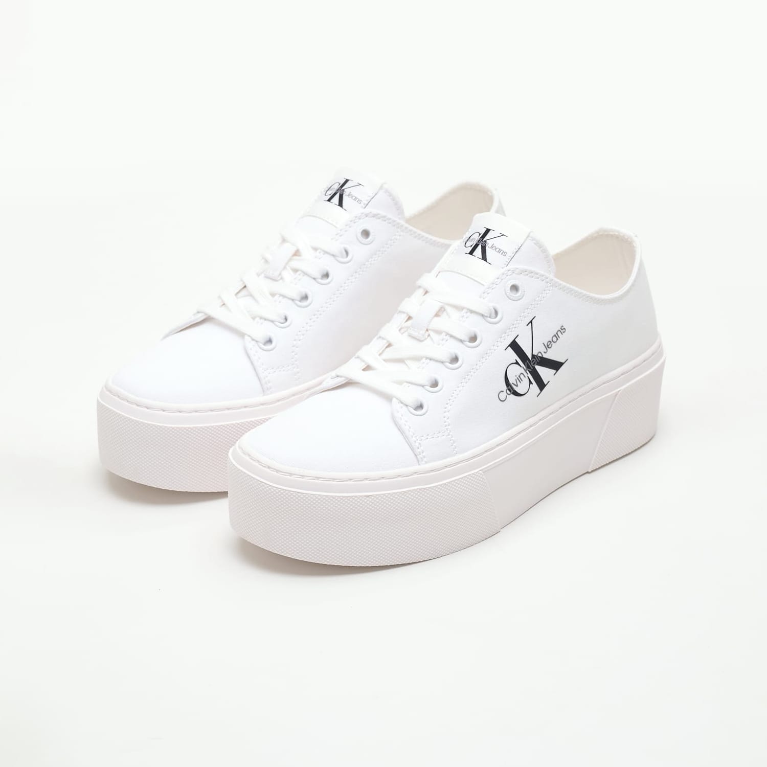 Γυναικεία Παπούτσια Casual Flatform.Plus Άσπρο Ύφασμα Calvin Klein Γυναικεία Παπούτσια Casual Flatform.Plus Άσπρο Ύφασμα Calvin Klein