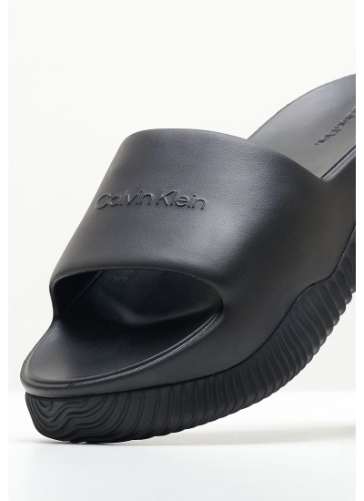 Women Flip Flops & Sandals Hybrid.Slide Black Rubber Calvin Klein