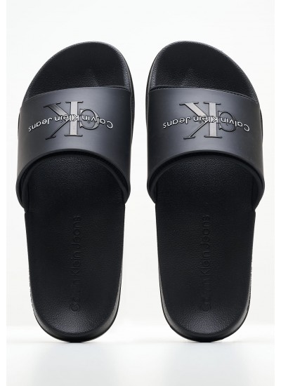 Men Flip Flops & Sandals Institutional.Bold Black Rubber Calvin Klein
