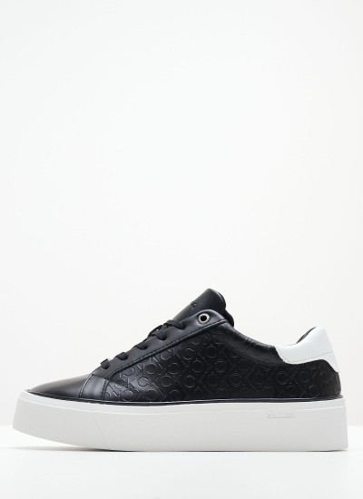 Γυναικεία Παπούτσια Casual Laceup.Monomix Μαύρο Δέρμα Calvin Klein