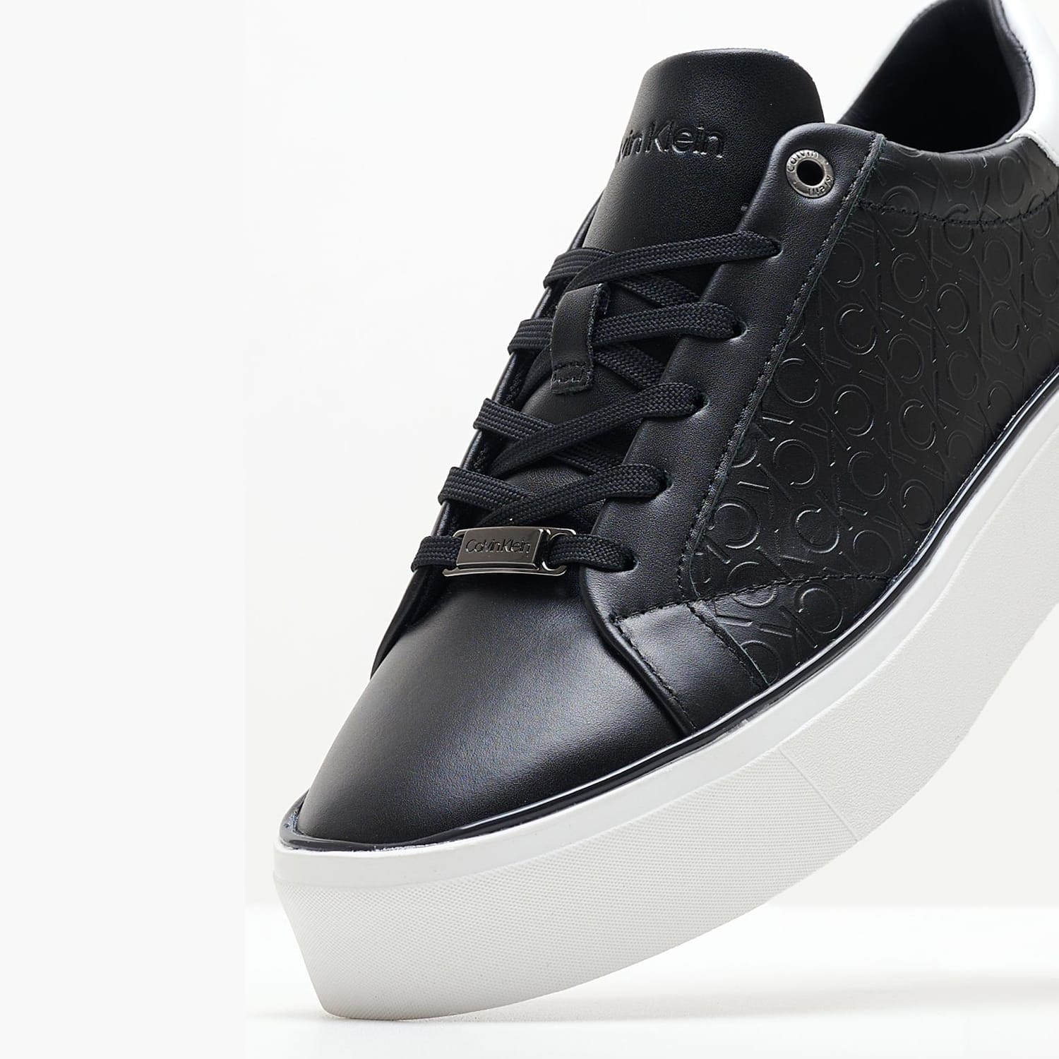 Γυναικεία Παπούτσια Casual Laceup.Monomix Μαύρο Δέρμα Calvin Klein