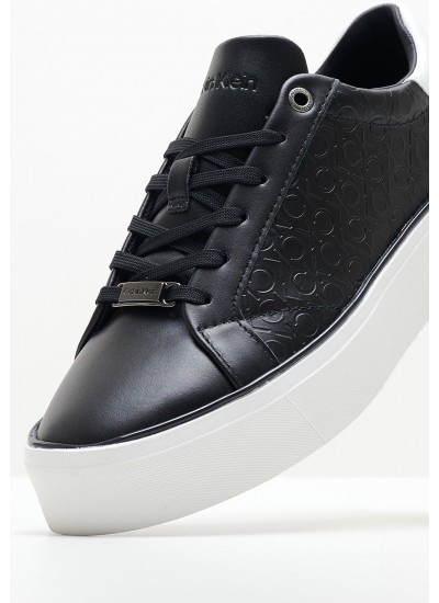 Γυναικεία Παπούτσια Casual Laceup.Monomix Μαύρο Δέρμα Calvin Klein