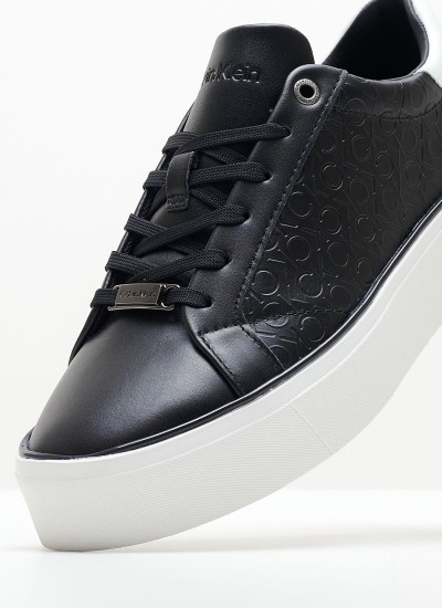 Γυναικεία Παπούτσια Casual Laceup.Monomix Μαύρο Δέρμα Calvin Klein