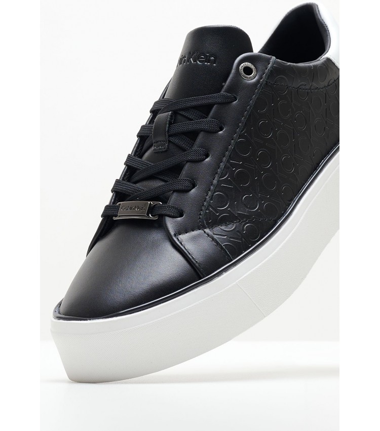 Γυναικεία Παπούτσια Casual Laceup.Monomix Μαύρο Δέρμα Calvin Klein