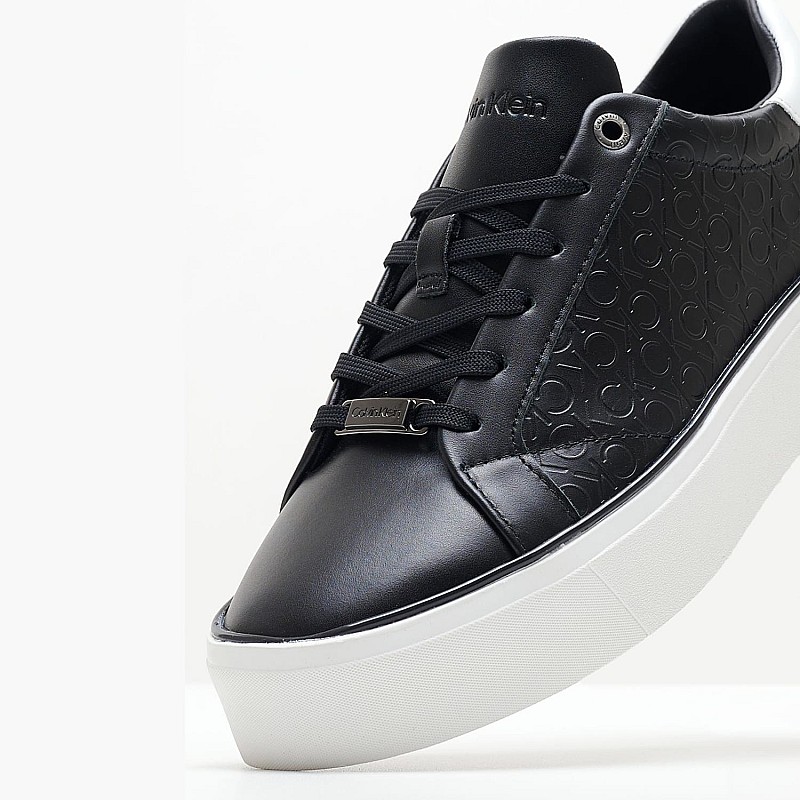 Γυναικεία Παπούτσια Casual Laceup.Monomix Μαύρο Δέρμα Calvin Klein
