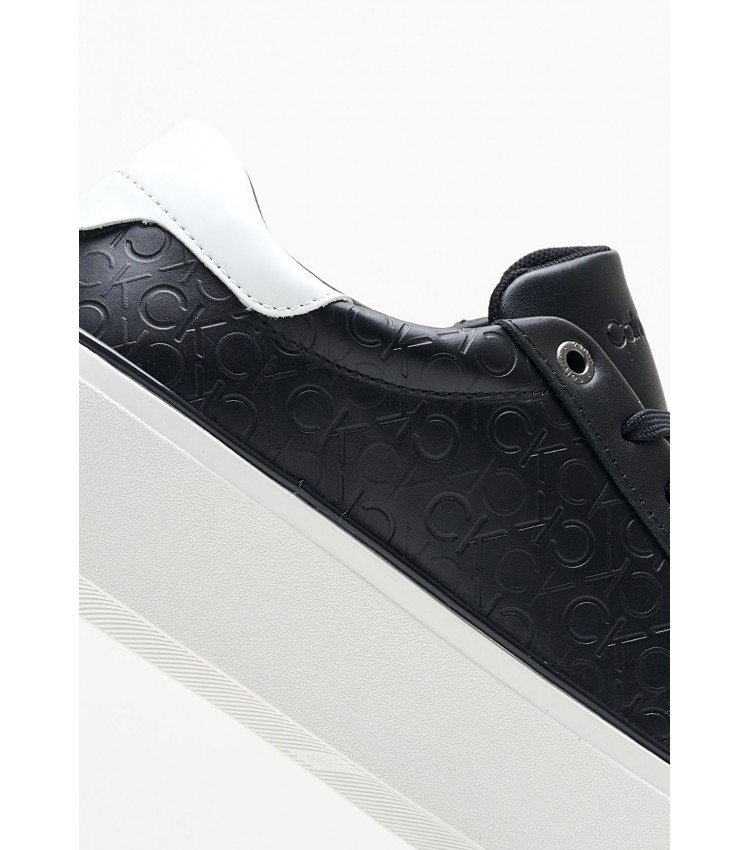 Γυναικεία Παπούτσια Casual Laceup.Monomix Μαύρο Δέρμα Calvin Klein