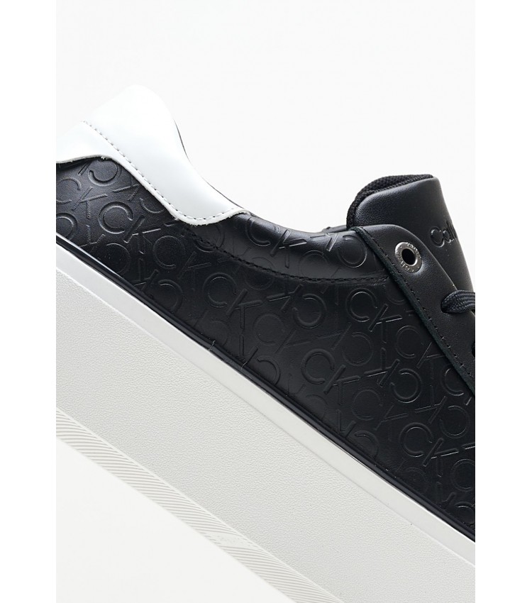 Women Casual Shoes Laceup.Monomix Black Leather Calvin Klein