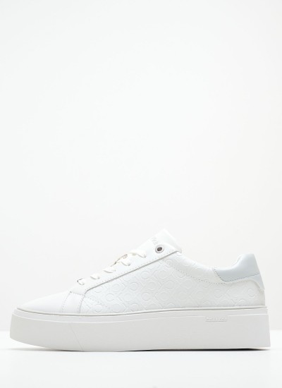 Women Casual Shoes Laceup.Monomix White Leather Calvin Klein