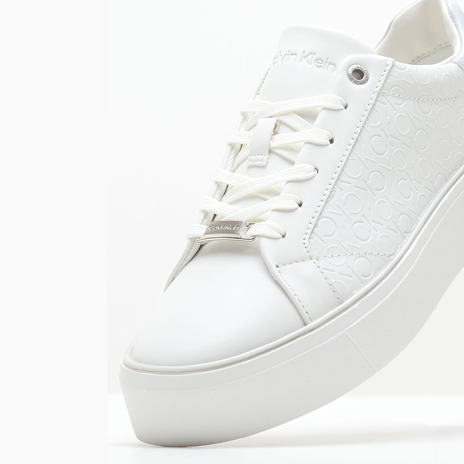 Γυναικεία Παπούτσια Casual Laceup.Monomix Άσπρο Δέρμα Calvin Klein