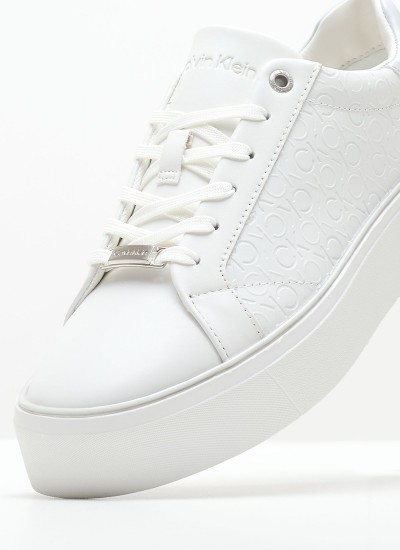 Women Casual Shoes Laceup.Monomix White Leather Calvin Klein