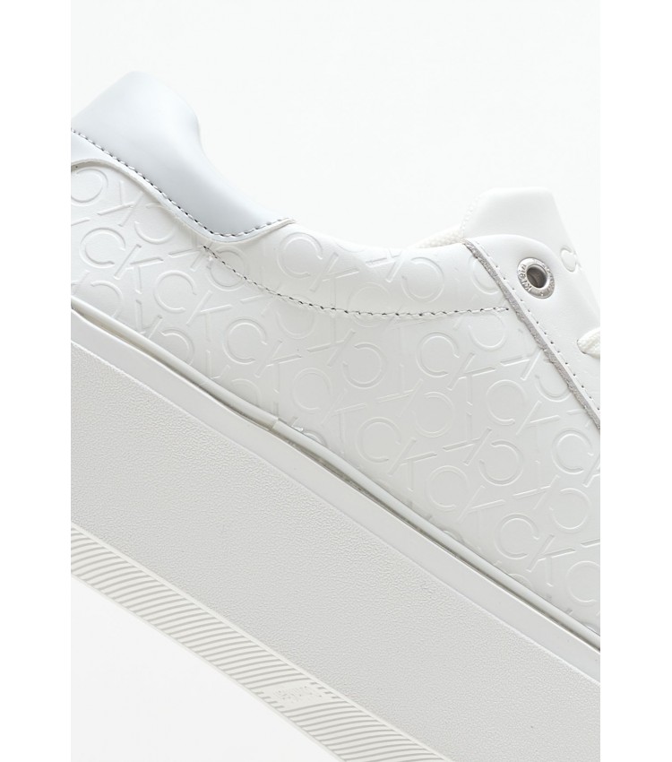 Women Casual Shoes Laceup.Monomix White Leather Calvin Klein